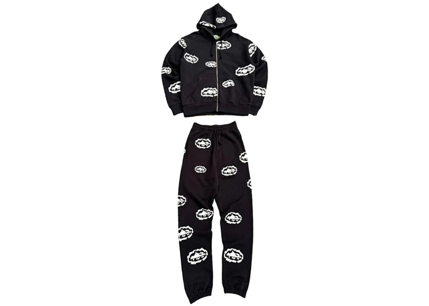 Corteiz x Denim Tears Cotton Wreath Sweatsuit Black/White