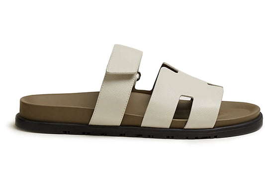 Hermes Chypre Sandal Beige Glaise Vert Toundra Grained Leather