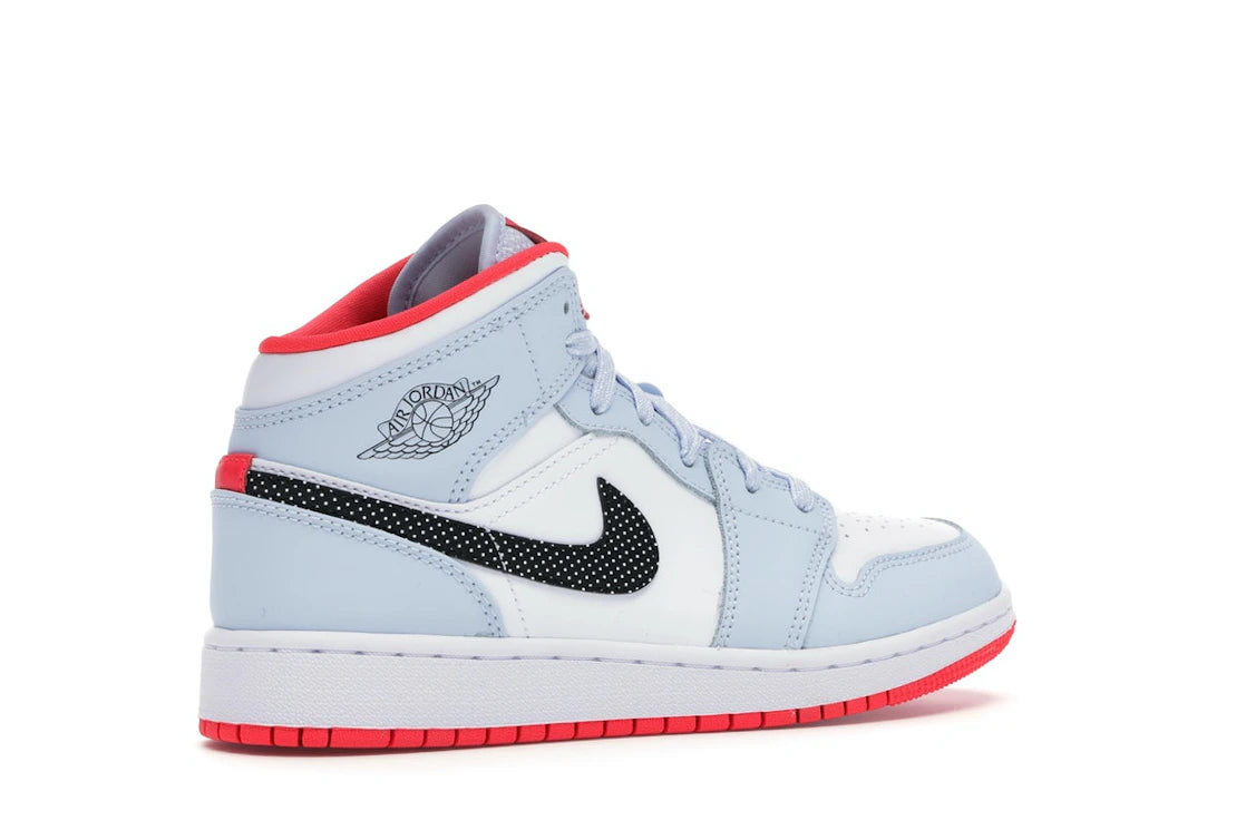 Jordan 1 Mid Half Blue Polka Dot Swoosh
