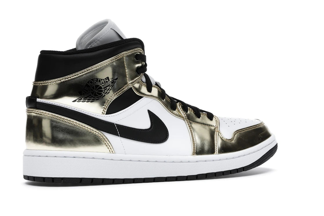 Jordan 1 Mid Or Métallisé Noir Blanc (Homme)