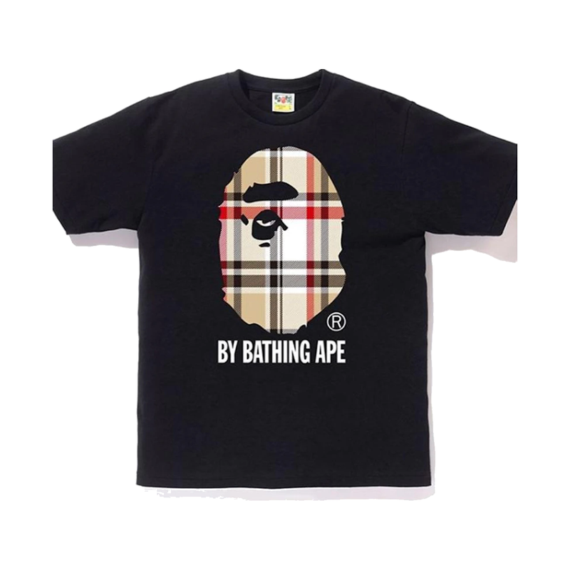 BAPE A Bathing Ape Check by Bathing Tee Black/Beige