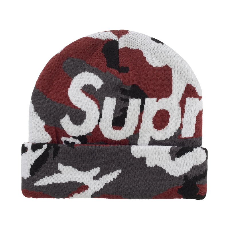 Supreme Camo Big Logo Beanie Red Camo