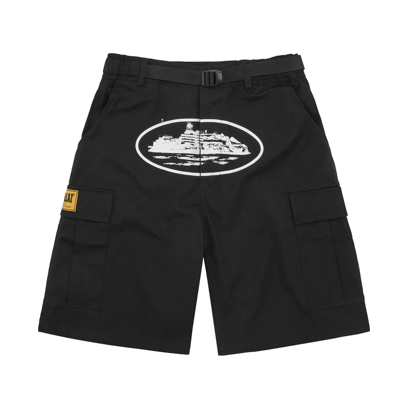 Corteiz Alcatraz Cargo Shorts Black