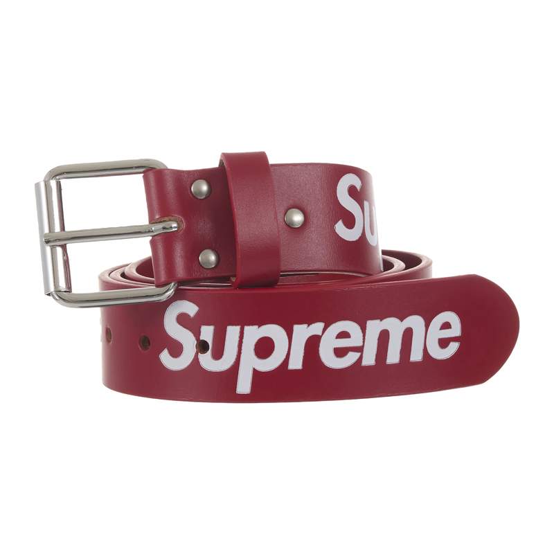 Supreme Repeat Leather Belt Red