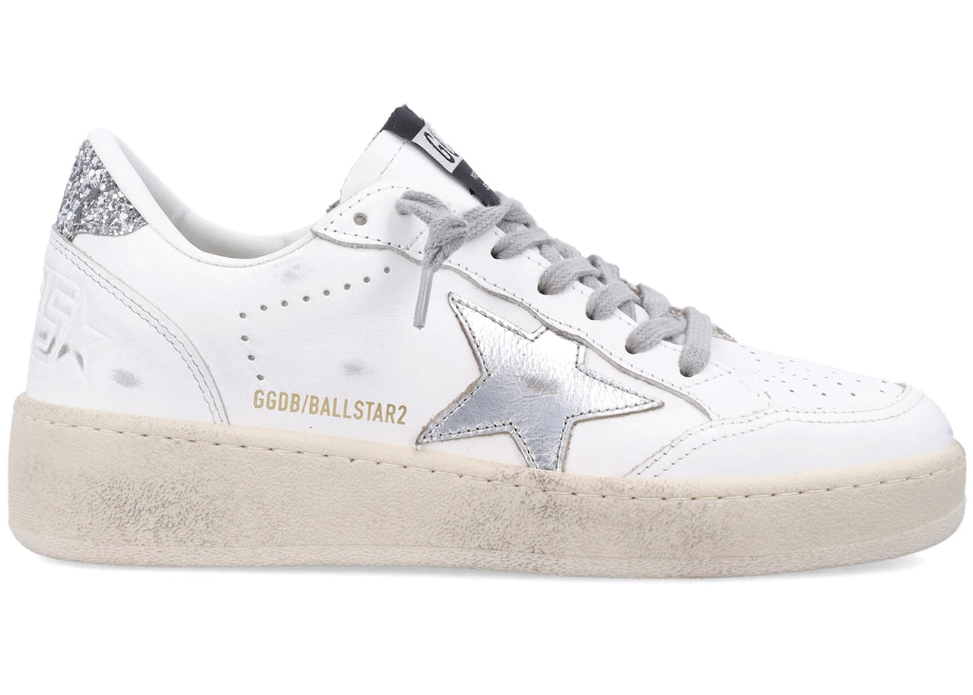 Golden Goose Ball Star 2 Deluxe White Silver