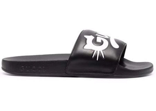 Gucci Kitty Logo Slides Black