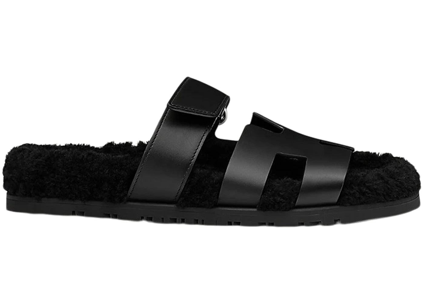 Hermes Chypre Sandal Noir Leather Woolskin