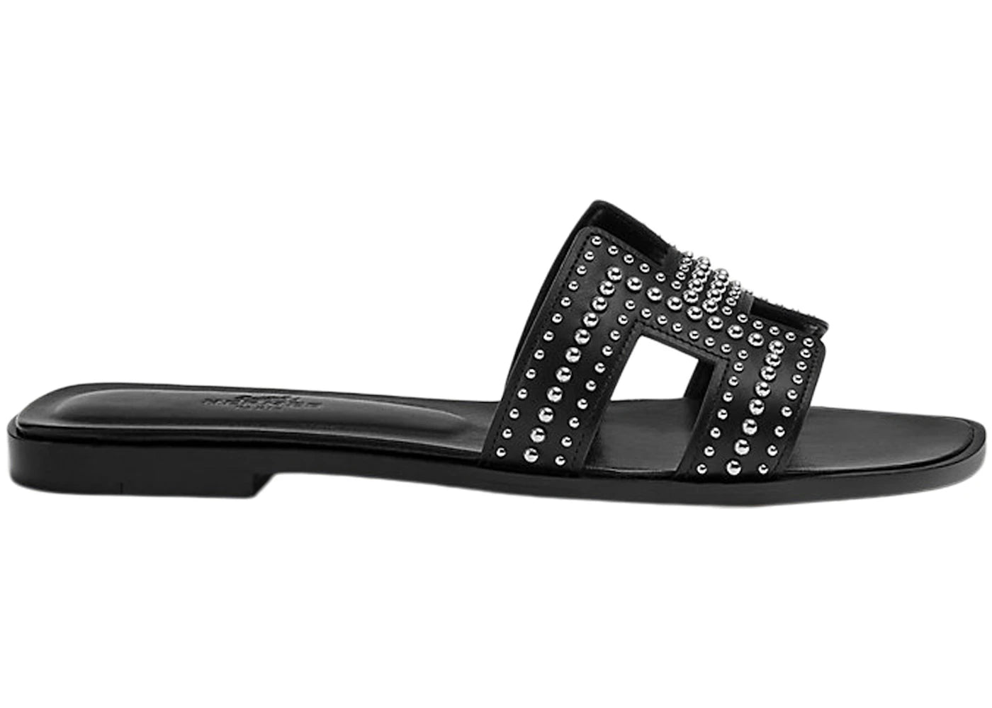 Hermes Oran Sandal Stud Noir Calfskin Leather