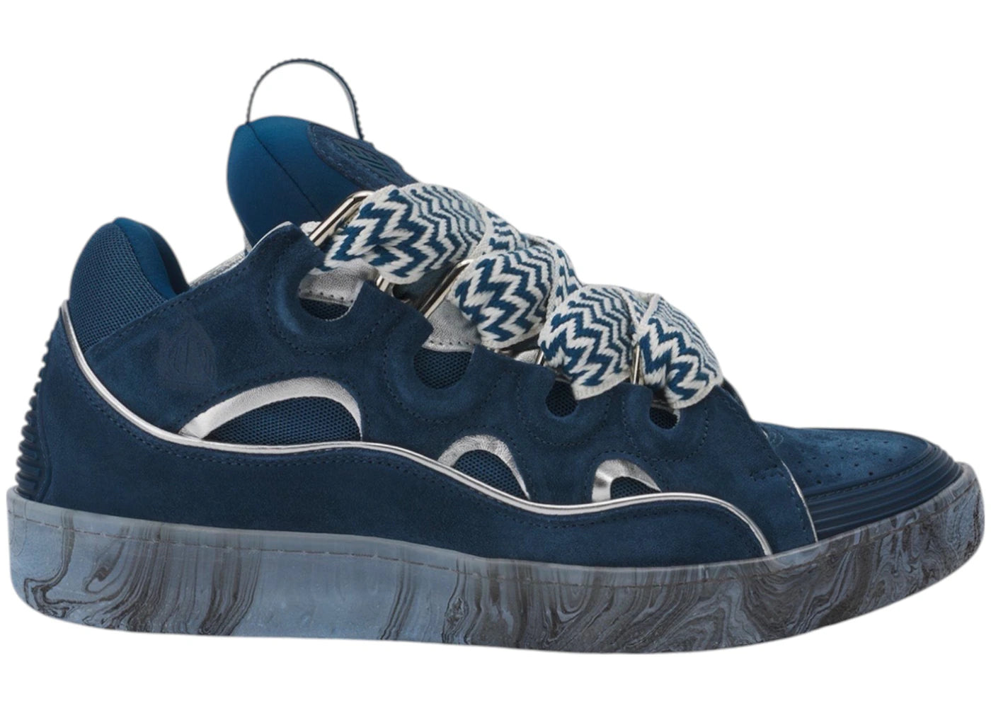 Lanvin Leather Curb Blue Silver