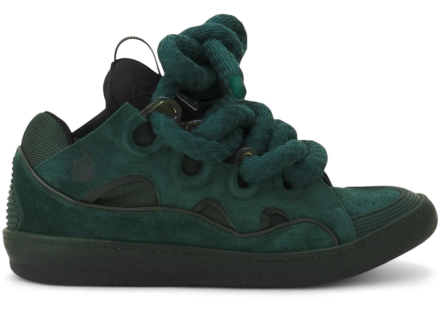 Lanvin Leather Curb Snake Laces Green Black