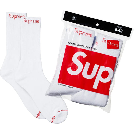 Supreme Hanes Crew Socks White (4-pack)
