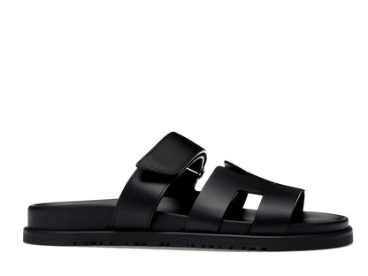 Hermes Chypre Sandal Noir Calfskin Leather
