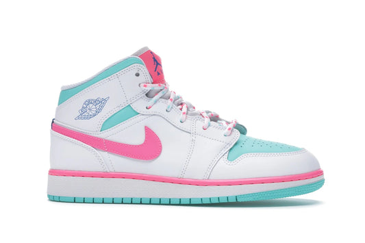 Jordan 1 Mid White Pink Green Soar