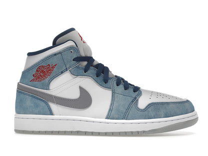 Jordan 1 Mid French Blue Fire Red