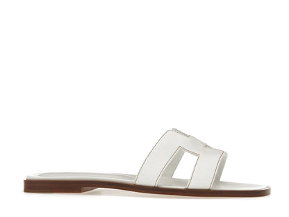 Hermes Oran Sandal Blanc Box Calfskin Leather