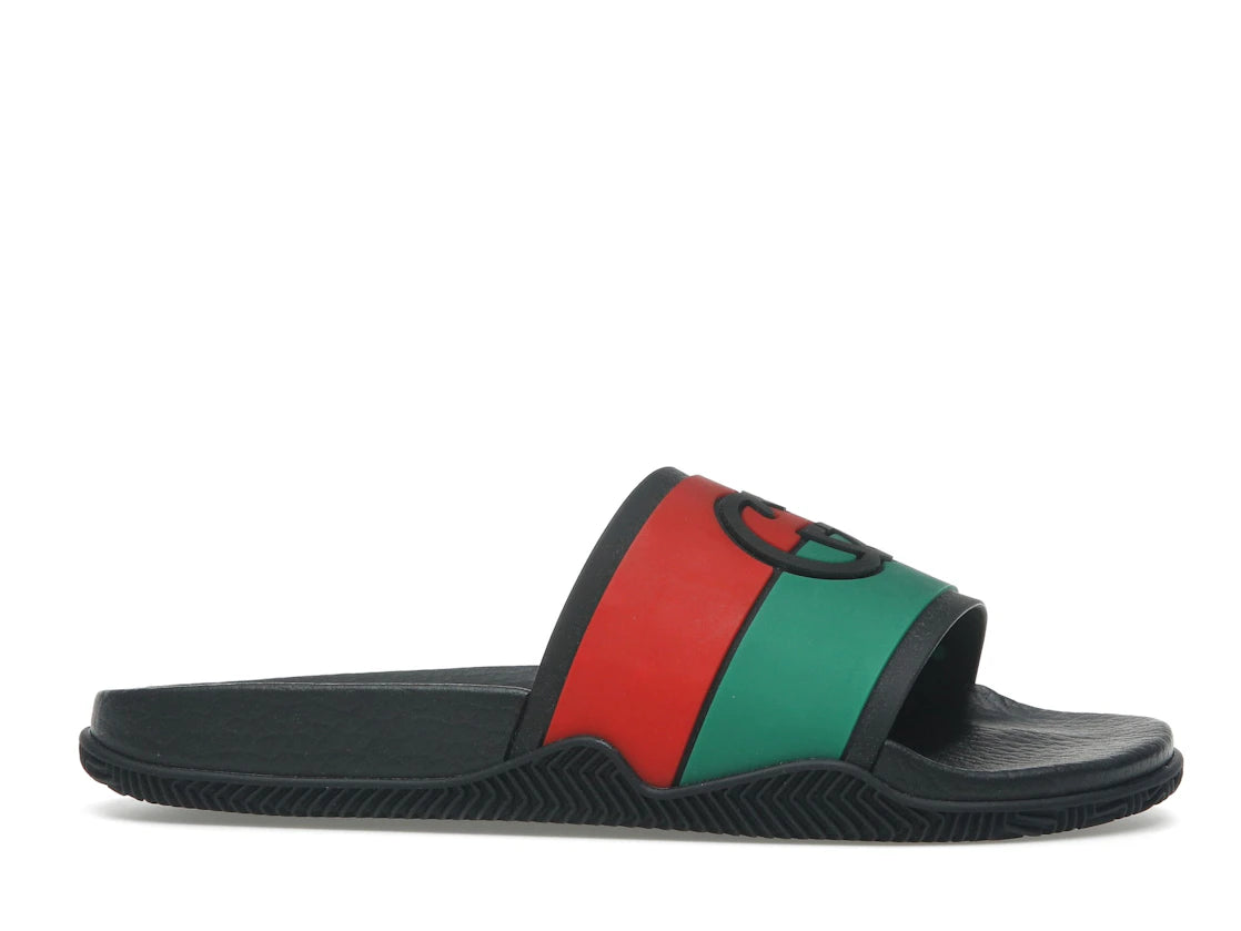 Gucci Slides Interlocking G Black Red Green