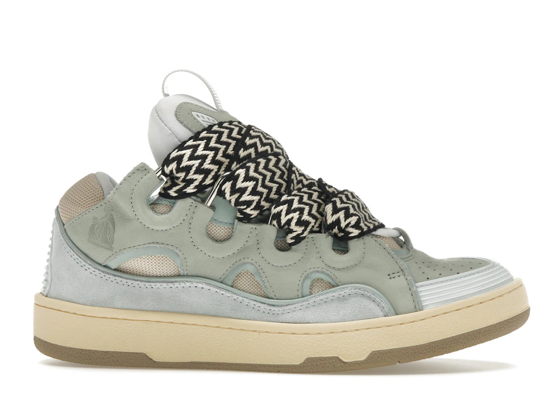 Lanvin Leather Curb Sneaker Light Blue