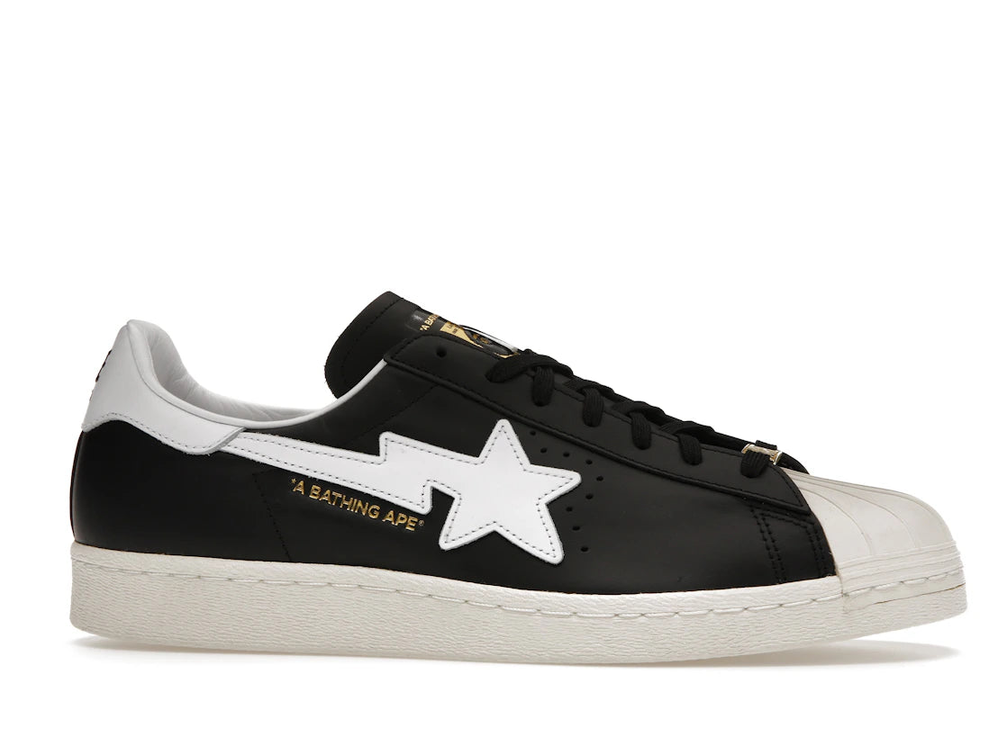 Adidas Superstar 80s Bape Black White Gold 2022