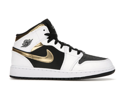 Jordan 1 Mid White Gold Black