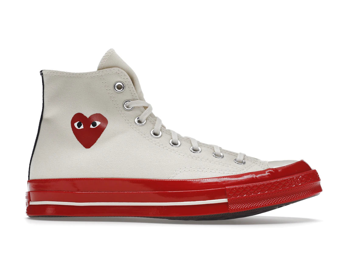 Converse Chuck Taylor All Star 70 Hi Comme des Garcons PLAY Egret Red Midsole