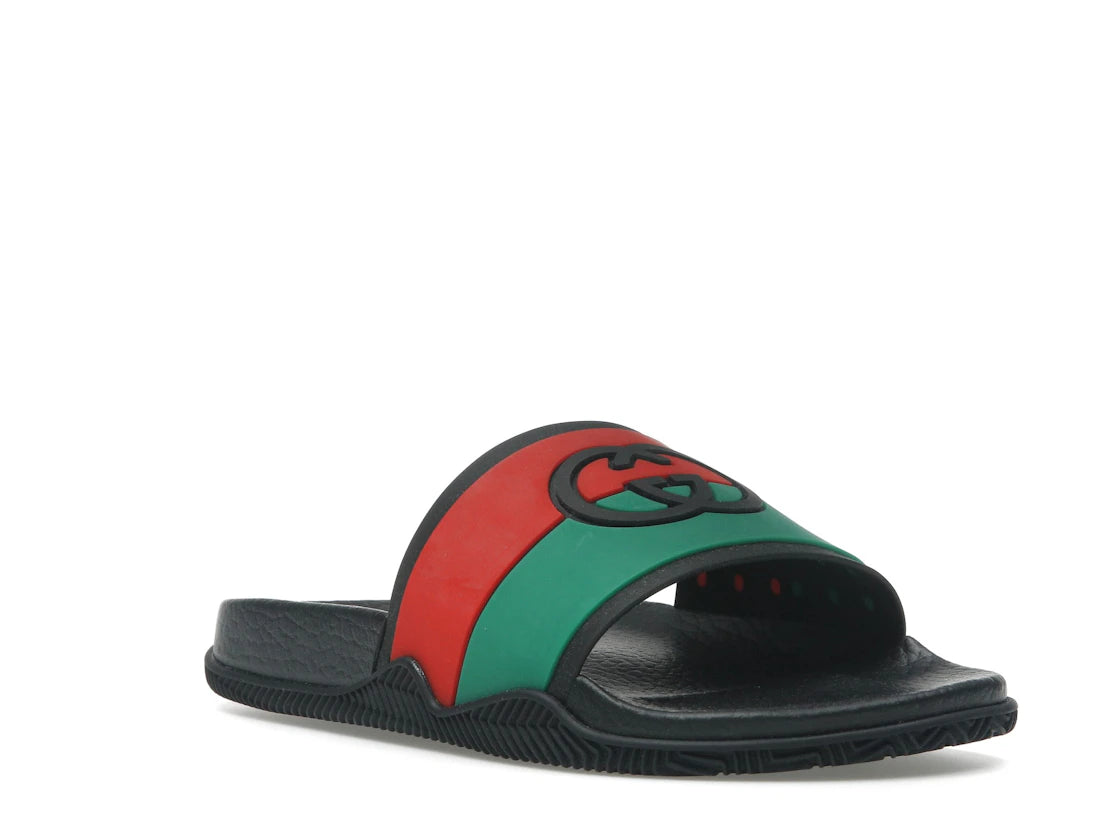 Gucci Slides Interlocking G Black Red Green