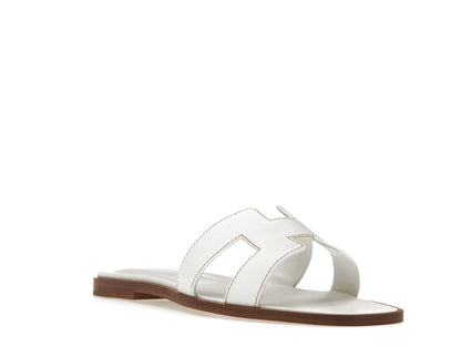Hermes Oran Sandal Blanc Box Calfskin Leather