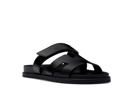 Hermes Chypre Sandal Noir Calfskin Leather