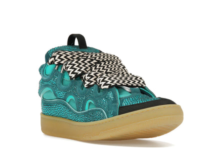 Lanvin Leather Curb Crystal Petrol Blue