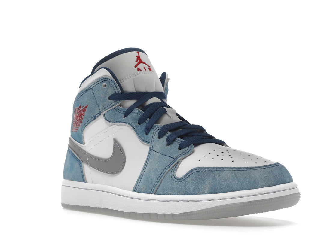 Jordan 1 Mid French Blue Fire Red