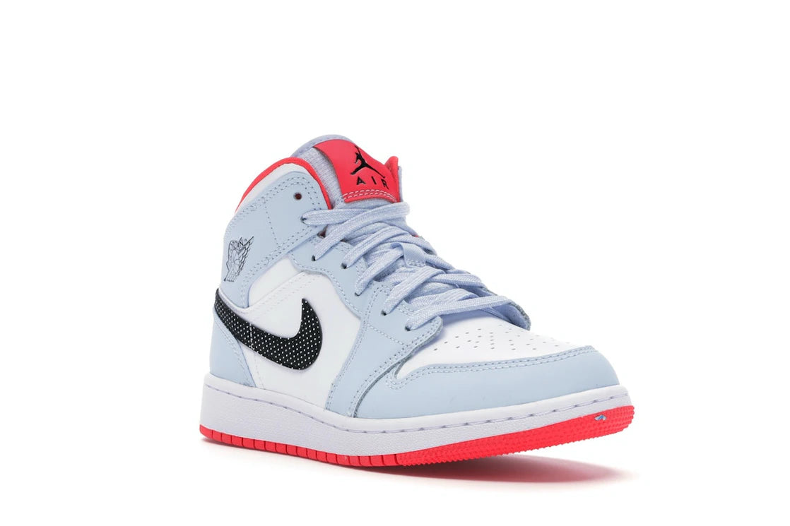 Jordan 1 Mid Half Blue Polka Dot Swoosh