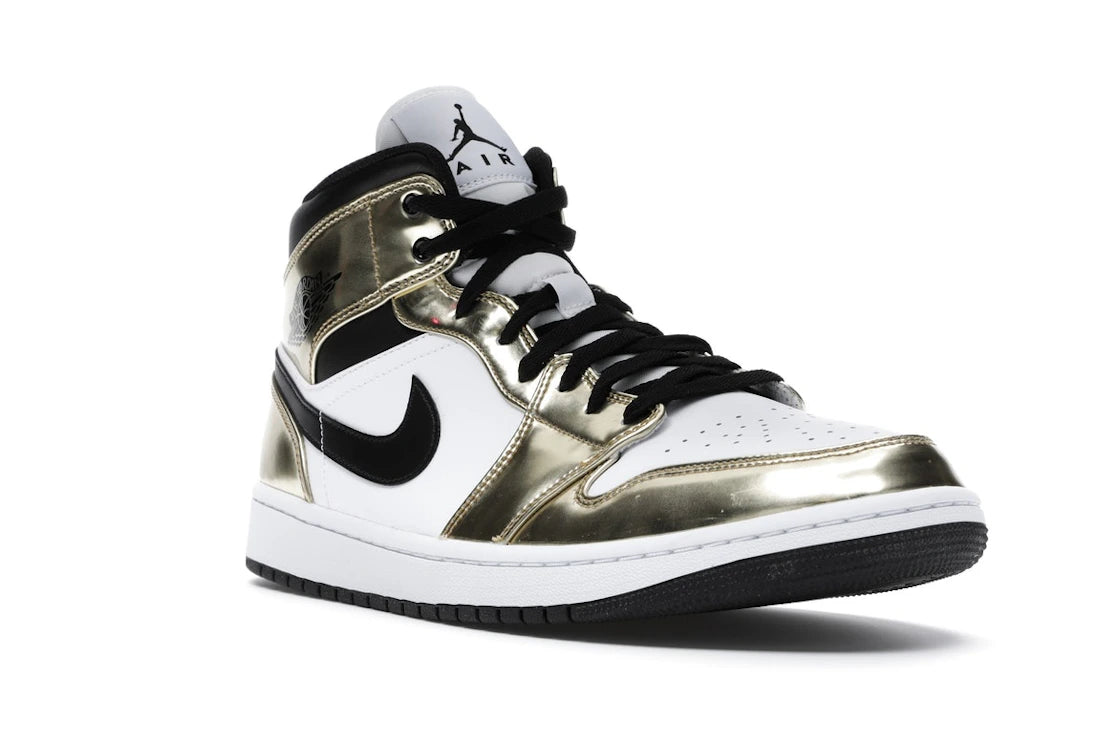 Jordan 1 Mid Or Métallisé Noir Blanc (Homme)