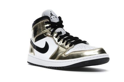 Jordan 1 Mid Or Métallisé Noir Blanc (Homme)