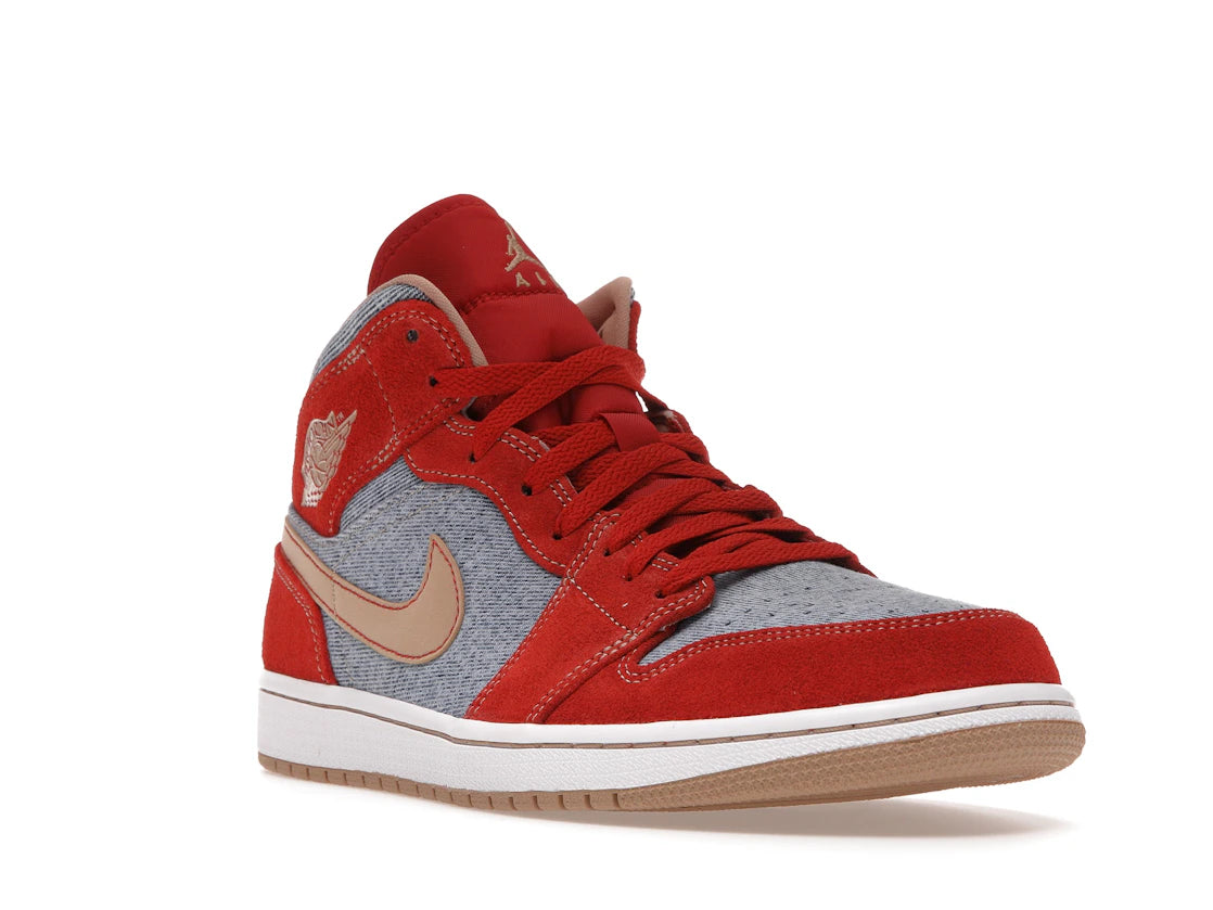 Jordan 1 Mid Denim Rouge (Homme)