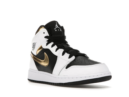 Jordan 1 Mid White Gold Black
