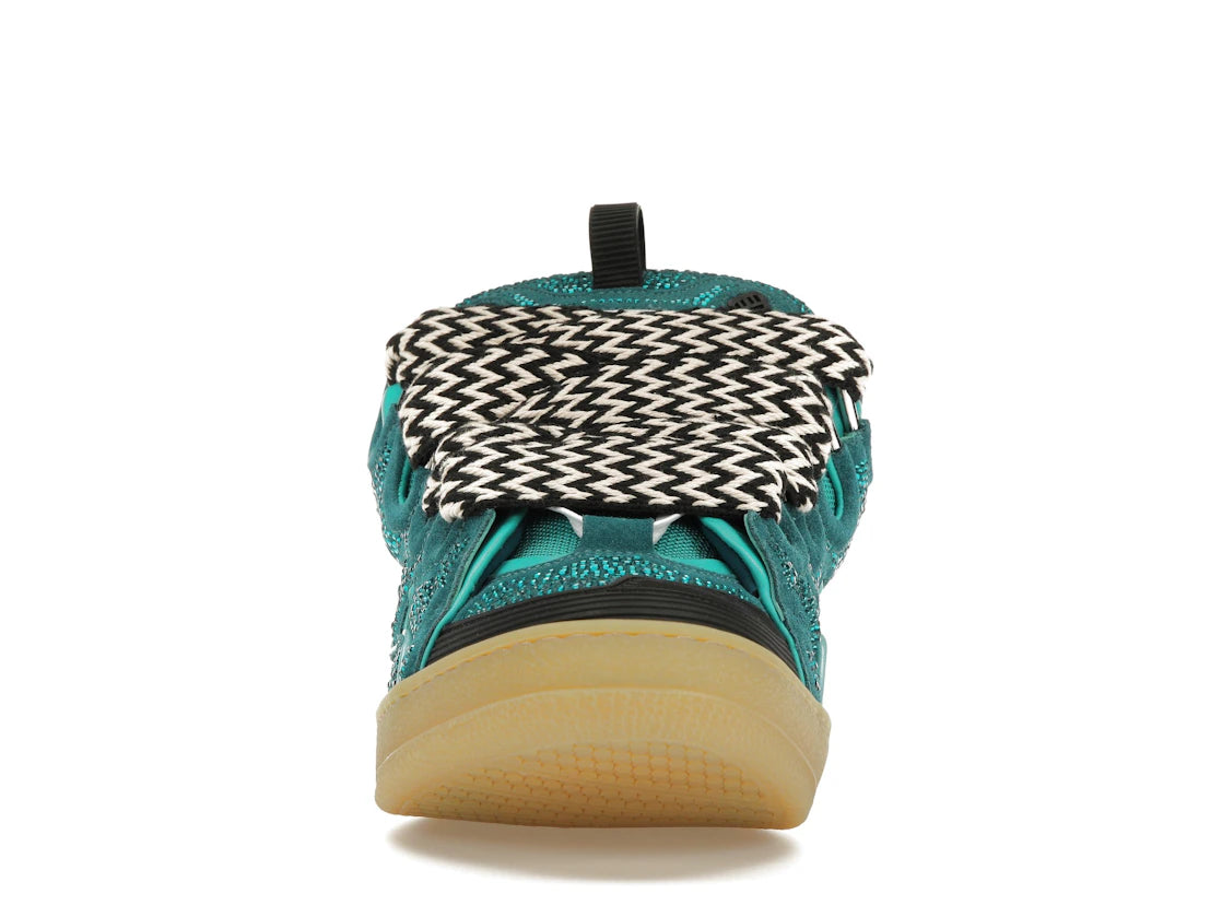 Lanvin Leather Curb Crystal Petrol Blue