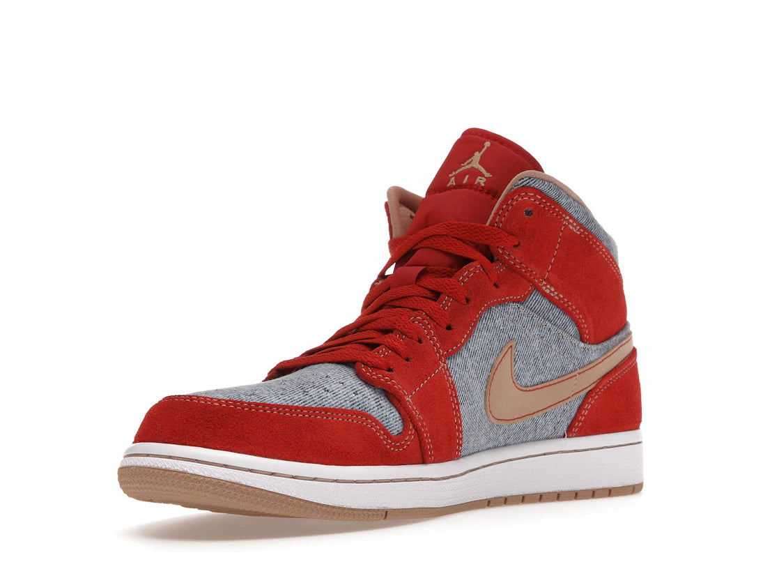 Jordan 1 Mid Denim Rouge (Homme)