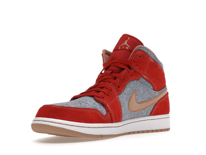 Jordan 1 Mid Denim Rouge (Homme)