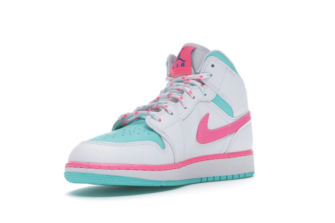 Jordan 1 Mid White Pink Green Soar