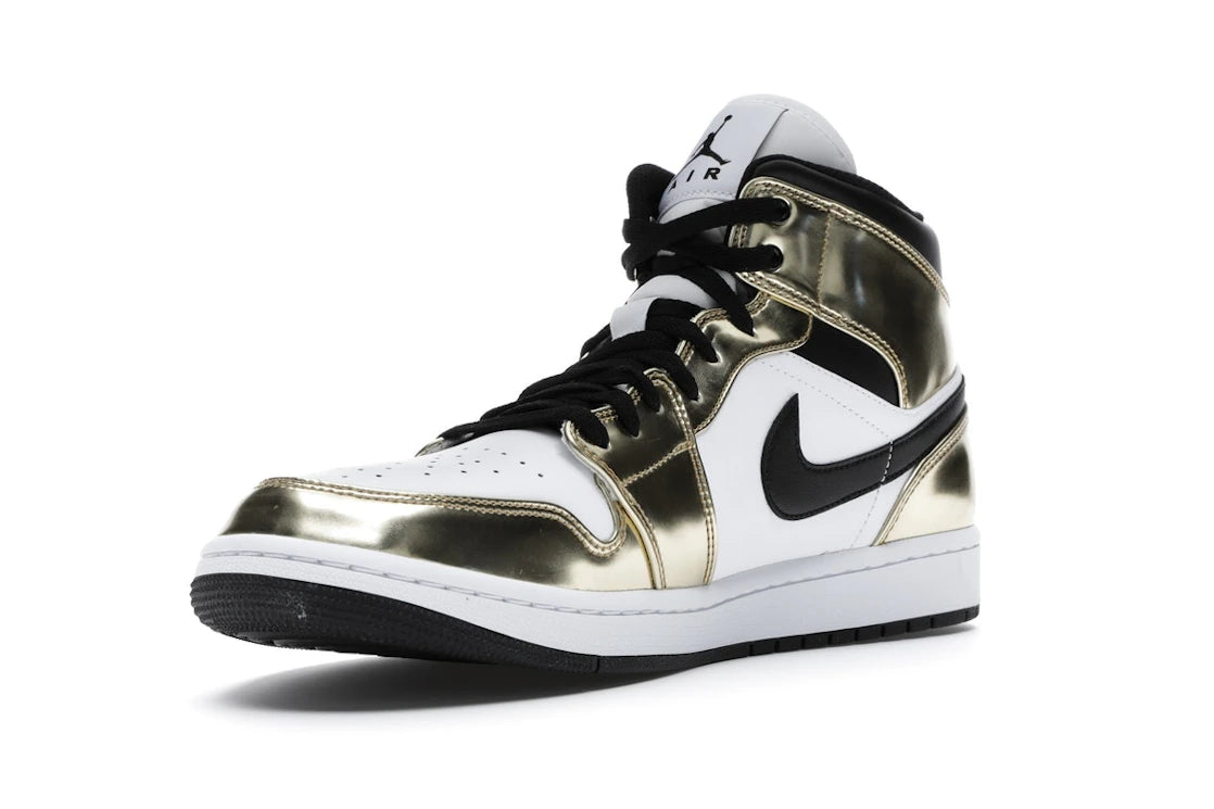 Jordan 1 Mid Or Métallisé Noir Blanc (Homme)