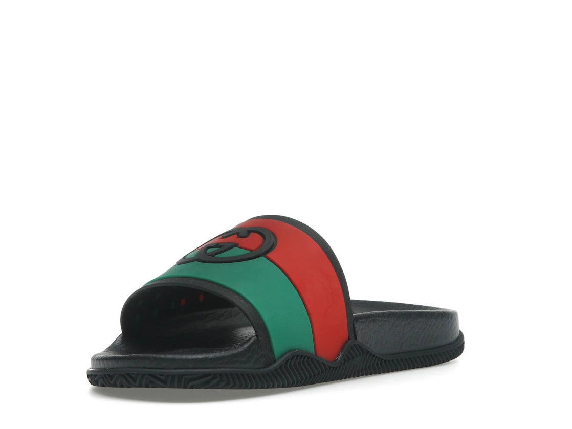 Gucci Slides Interlocking G Black Red Green