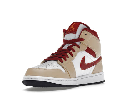 Jordan 1 Mid Light Curry Cardinal