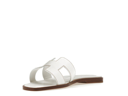 Hermes Oran Sandal Blanc Box Calfskin Leather