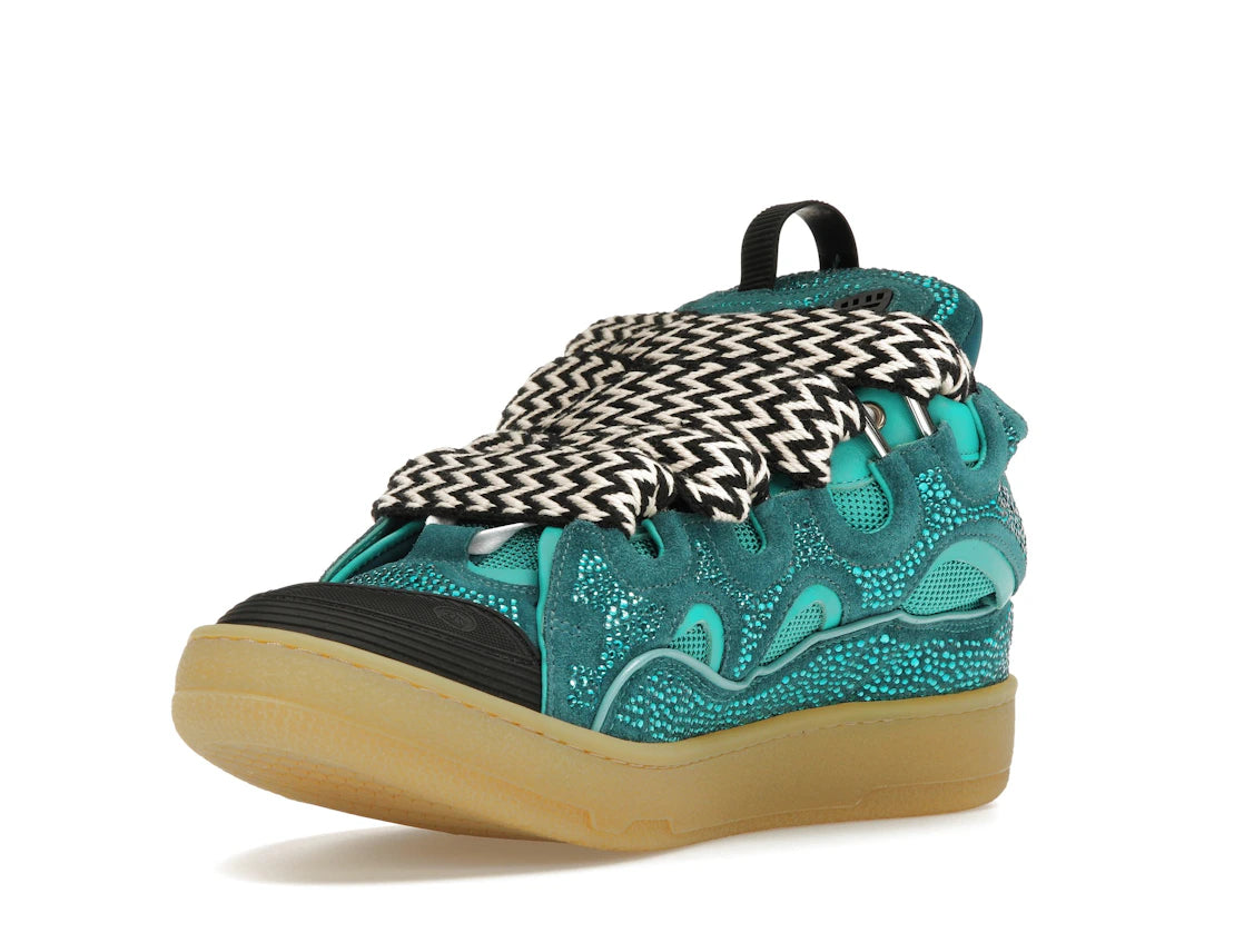 Lanvin Leather Curb Crystal Petrol Blue