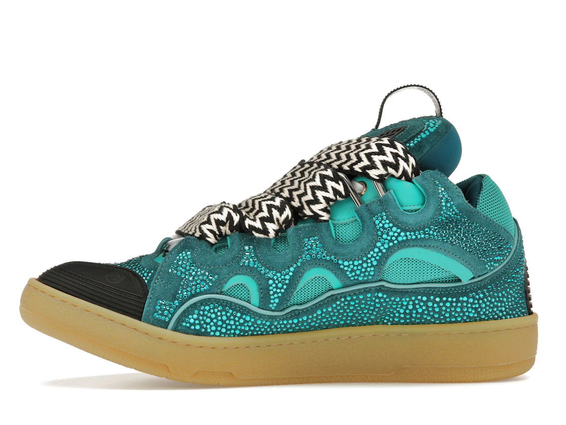 Lanvin Leather Curb Crystal Petrol Blue