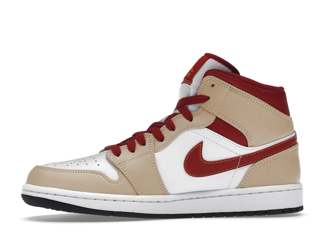 Jordan 1 Mid Light Curry Cardinal