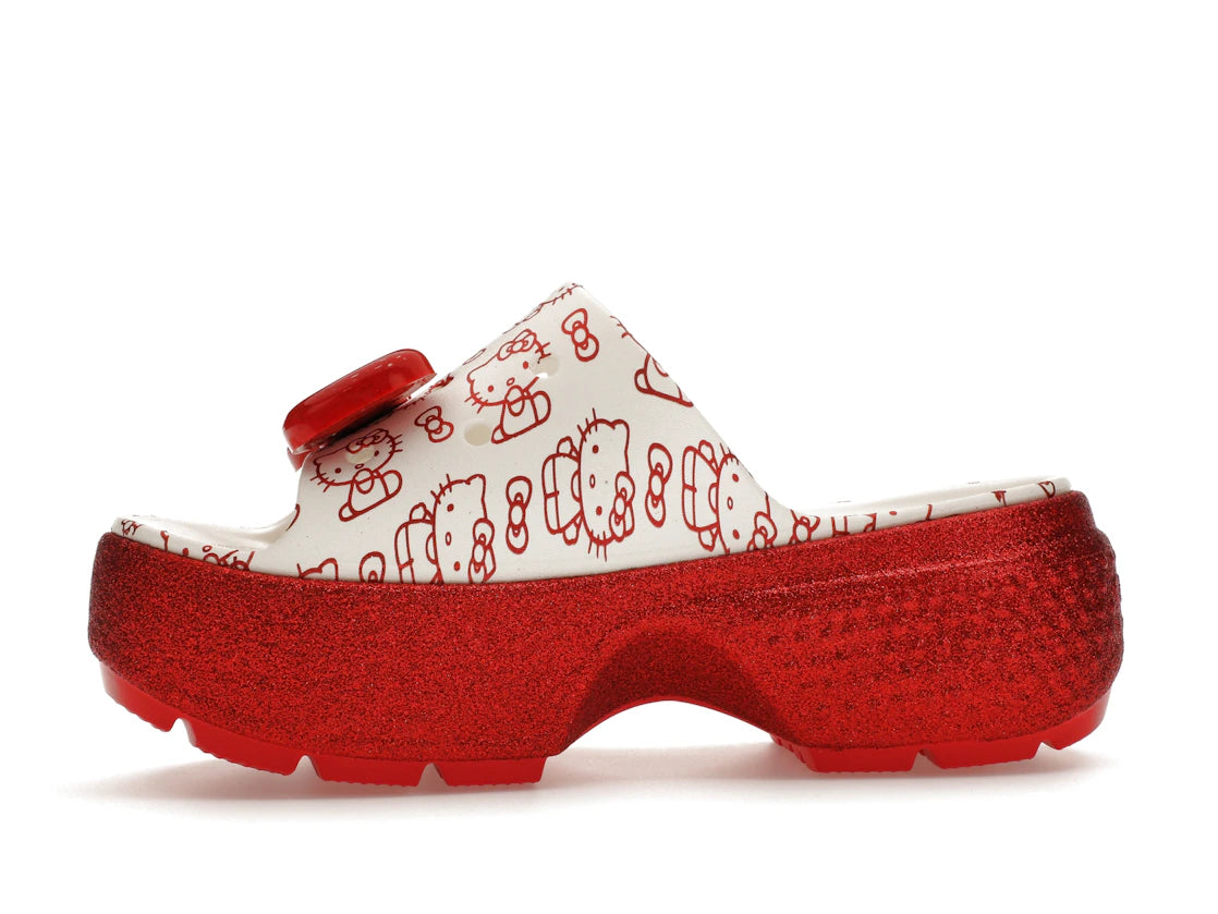 Crocs Stomp Slide Hello Kitty 50th Anniversary Red Glitter