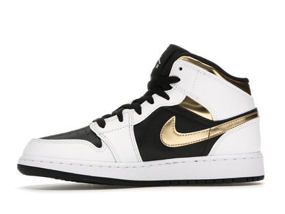 Jordan 1 Mid White Gold Black