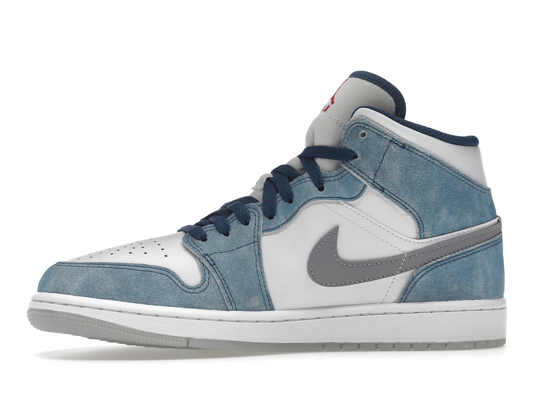 Jordan 1 Mid French Blue Fire Red