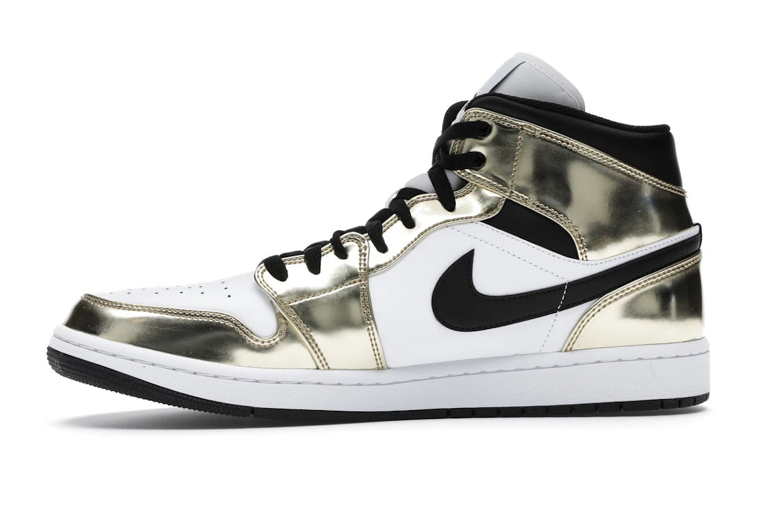 Jordan 1 Mid Or Métallisé Noir Blanc (Homme)