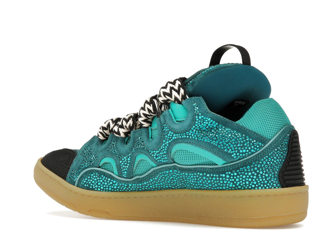 Lanvin Leather Curb Crystal Petrol Blue